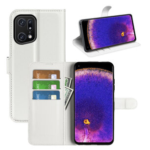 Oppo Find X5 Pro Hoesje, MobyDefend Kunstleren Wallet Book Case (Sluiting Voorkant), Wit