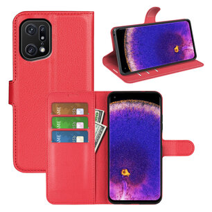 Oppo Find X5 Pro Hoesje - MobyDefend Kunstleren Wallet Book Case (Sluiting Voorkant) - Rood