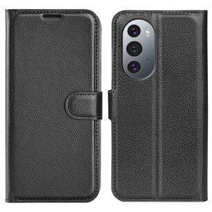 Motorola Edge 30 Pro Hoesje, MobyDefend Kunstleren Wallet Book Case (Sluiting Voorkant), Zwart