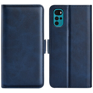 Motorola Moto G22 Hoesje, MobyDefend Luxe Wallet Book Case (Sluiting Zijkant), Blauw