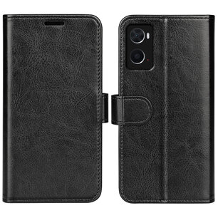 Oppo A76 / Oppo A96 Hoesje, MobyDefend Wallet Book Case (Sluiting Achterkant), Zwart