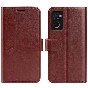 Oppo A76 / Oppo A96 Hoesje, MobyDefend Wallet Book Case (Sluiting Achterkant), Bruin