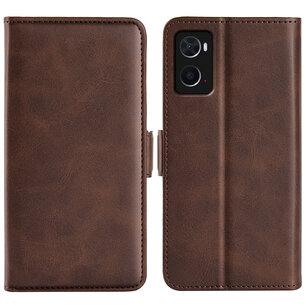 Oppo A76 / Oppo A96 Hoesje, MobyDefend Luxe Wallet Book Case (Sluiting Zijkant), Bruin