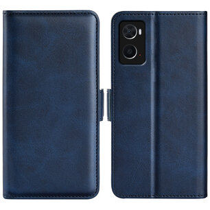 Oppo A76 / Oppo A96 Hoesje, MobyDefend Luxe Wallet Book Case (Sluiting Zijkant), Blauw