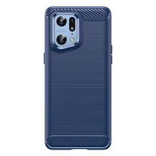 Oppo Find X5 Pro Hoesje - MobyDefend TPU Backcover - Geborstelde Metaal & Carbon-Look - Navy Blauw