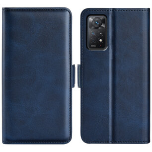 Xiaomi Redmi Note 11 Pro Hoesje, MobyDefend Luxe Wallet Book Case (Sluiting Zijkant), Blauw