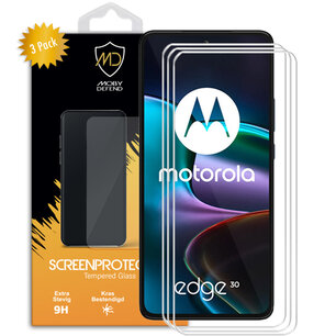3-Pack Motorola Edge 30 Screenprotectors - MobyDefend Case-Friendly Screensaver - Gehard Glas