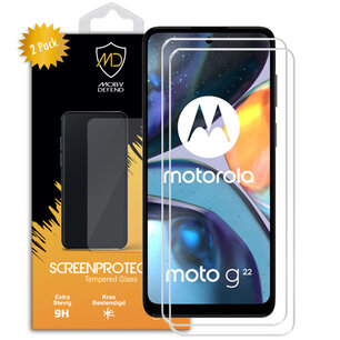2-Pack Motorola Moto G22 Screenprotectors, MobyDefend Case-Friendly Gehard Glas Screensavers