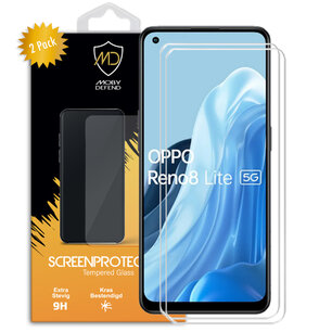 2-Pack Oppo Reno 8 Lite Screenprotectors, MobyDefend Case-Friendly Gehard Glas Screensavers