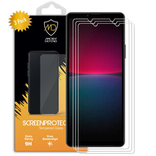 3-Pack Sony Xperia 10 IV Screenprotectors, MobyDefend Case-Friendly Gehard Glas Screensavers