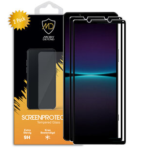 2-Pack Sony Xperia 1 IV screenprotectors, MobyDefend Gehard Glas Screensavers, Zwarte Randen