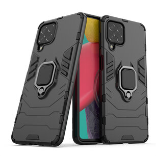 Samsung Galaxy M53 Hoesje, MobyDefend Dubbelgelaagde Pantsercase Met Standaard, Zwart