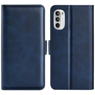 Motorola Moto G52 Hoesje, MobyDefend Luxe Wallet Book Case (Sluiting Zijkant), Blauw