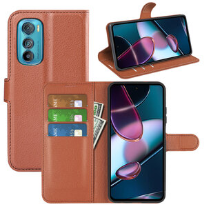 Motorola Edge 30 Hoesje, MobyDefend Kunstleren Wallet Book Case (Sluiting Voorkant), Bruin