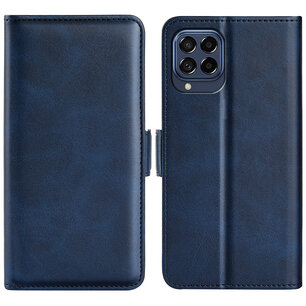 Samsung Galaxy M53 Hoesje, MobyDefend Luxe Wallet Book Case (Sluiting Zijkant), Blauw