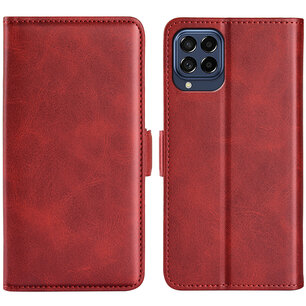 Samsung Galaxy M53 Hoesje, MobyDefend Luxe Wallet Book Case (Sluiting Zijkant), Rood