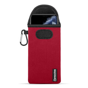 Hoesje voor iPhone XS Max, MobyDefend Neopreen Pouch Met Karabijnhaak, Insteekhoesje, Riemlus Hoesje, Rood