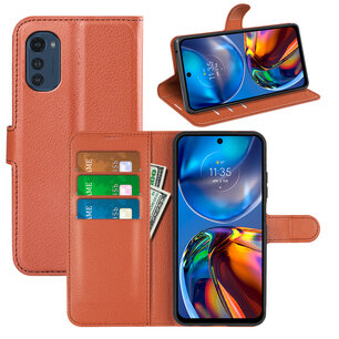 Motorola Moto E32 / E32S Hoesje, MobyDefend Kunstleren Wallet Book Case (Sluiting Voorkant), Bruin