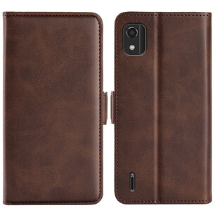 Nokia C2-2E Hoesje, MobyDefend Luxe Wallet Book Case (Sluiting Zijkant), Bruin