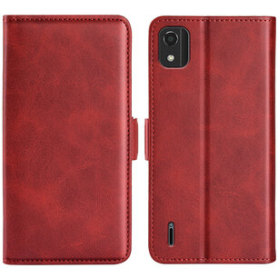 Nokia C2-2E Hoesje, MobyDefend Luxe Wallet Book Case (Sluiting Zijkant), Rood