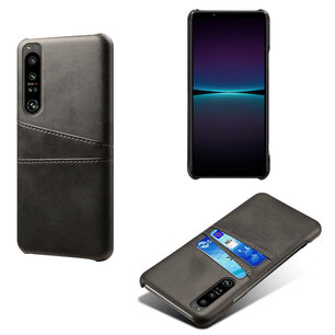 Sony Xperia 1 IV Hoesje, MobyDefend Lederen Backcover Met Vakjes Voor Pasjes, Zwart
