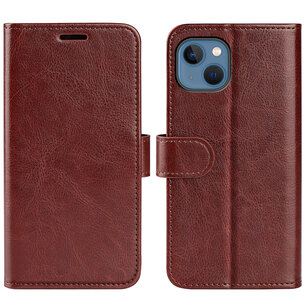 iPhone 14 Hoesje, MobyDefend Wallet Book Case (Sluiting Achterkant), Bruin