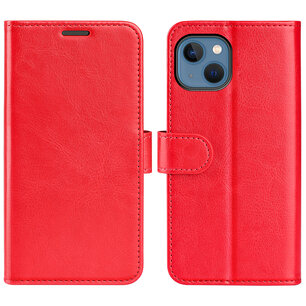 iPhone 14 Hoesje, MobyDefend Wallet Book Case (Sluiting Achterkant), Rood