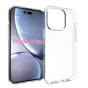 iPhone 14 Pro Hoesje, MobyDefend Transparante TPU Gelcase, Volledig Doorzichtig