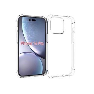 iPhone 14 Pro Hoesje, MobyDefend Transparante Shockproof TPU Gelcase, Verstevigde Hoeken, Volledig Doorzichtig