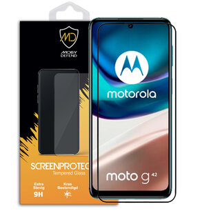 Motorola Moto G42 Screenprotector, MobyDefend Gehard Glas Screensaver, Zwarte Randen