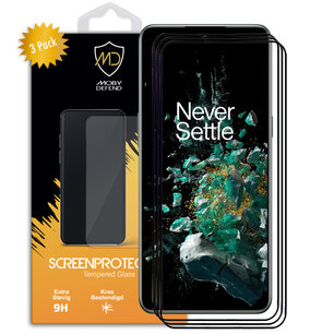 3-Pack OnePlus 10T Screenprotectors - MobyDefend Screensaver Met Zwarte Randen - Gehard Glas