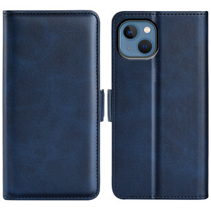 iPhone 14 Hoesje, MobyDefend Luxe Wallet Book Case (Sluiting Zijkant), Blauw