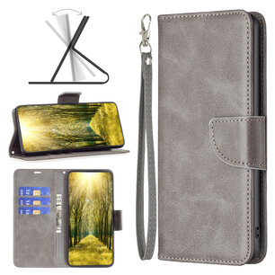 iPhone 14 Hoesje, MobyDefend Wallet Book Case Met Koord, Grijs