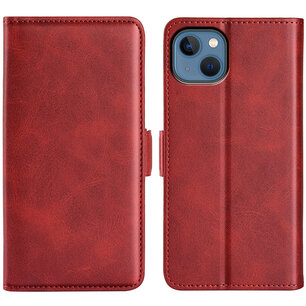 iPhone 14 Plus Hoesje, MobyDefend Luxe Wallet Book Case (Sluiting Zijkant), Rood