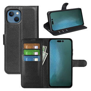 iPhone 14 Plus Hoesje, MobyDefend Kunstleren Wallet Book Case (Sluiting Voorkant), Zwart