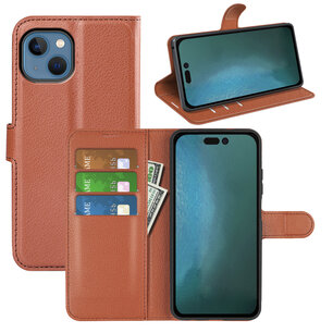 iPhone 14 Plus Hoesje, MobyDefend Kunstleren Wallet Book Case (Sluiting Voorkant), Bruin