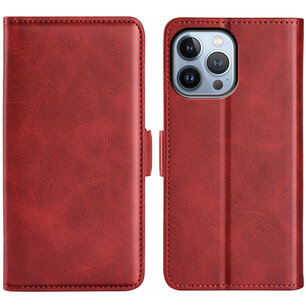 iPhone 14 Pro Hoesje, MobyDefend Luxe Wallet Book Case (Sluiting Zijkant), Rood