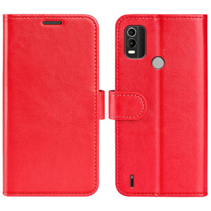 Nokia C21 Plus Hoesje, MobyDefend Wallet Book Case (Sluiting Achterkant), Rood