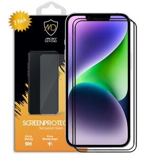 2-Pack iPhone 14 Plus Screenprotectors - MobyDefend Screensavers Met Zwarte Randen - Gehard Glas 