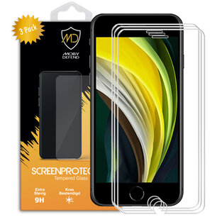 3-Pack Apple iPhone SE (2020/2022) / iPhone 8 / iPhone 7 Screenprotectors, MobyDefend Case-Friendly Gehard Glas Screensavers