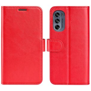 Motorola Moto G62 Hoesje, MobyDefend Wallet Book Case (Sluiting Achterkant), Rood