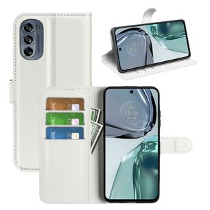 Motorola Moto G62 Hoesje, MobyDefend Kunstleren Wallet Book Case (Sluiting Voorkant), Wit