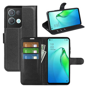 Oppo Reno 8 Pro Hoesje, MobyDefend Kunstleren Wallet Book Case (Sluiting Voorkant), Zwart