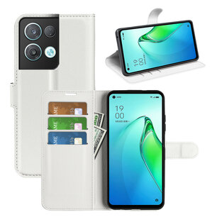 Oppo Reno 8 Pro Hoesje, MobyDefend Kunstleren Wallet Book Case (Sluiting Voorkant), Wit