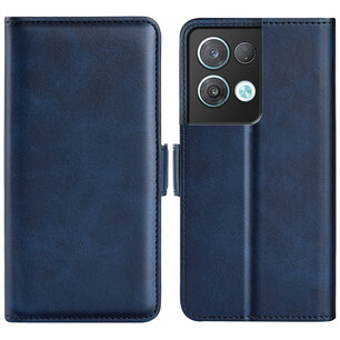 Oppo Reno 8 Pro Hoesje, MobyDefend Luxe Wallet Book Case (Sluiting Zijkant), Blauw