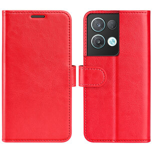 Oppo Reno 8 Pro Hoesje, MobyDefend Wallet Book Case (Sluiting Achterkant), Rood