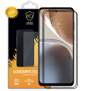 2-Pack Motorola Moto G32 Screenprotectors, MobyDefend Gehard Glas Screensavers, Zwarte Randen