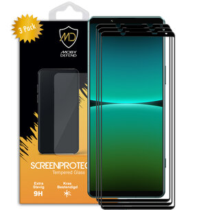 3-Pack Sony Xperia 5 IV Screenprotectors, MobyDefend Gehard Glas Screensavers, Zwarte Randen