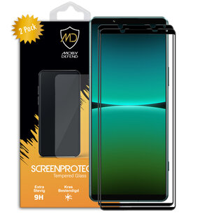 2-Pack Sony Xperia 5 IV Screenprotectors, MobyDefend Gehard Glas Screensavers, Zwarte Randen