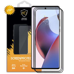 3-Pack Motorola Edge 30 Ultra Screenprotectors - MobyDefend Screensaver Met Zwarte Randen - Gehard Glas